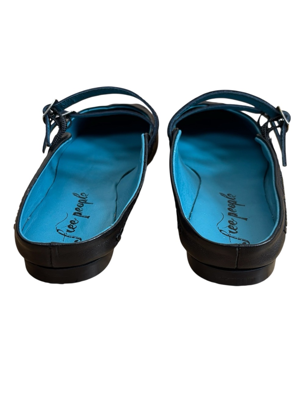 Free People Diana Double Strap Flats Women’s Size 37.5 US 7 In Black Leather - Picture 6 of 8